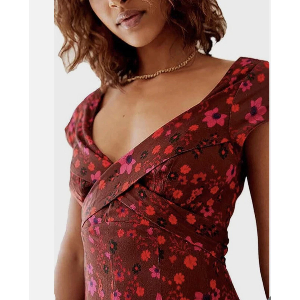 NWT Free People It Takes Two Wrap Knit Skater Dress in Plum Combo Sz. M - Picture 10 of 10